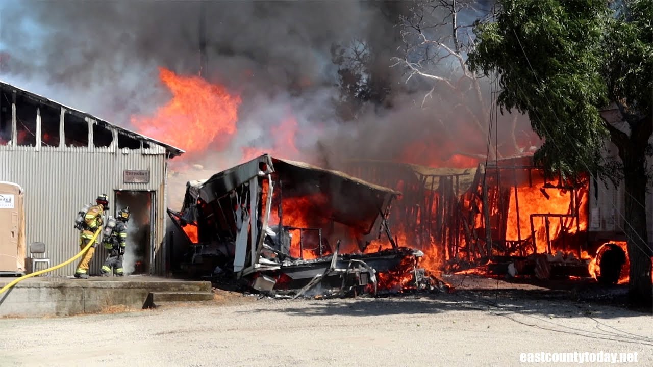 Firefighters Battle Mobile Home Fire, Spreads to Multiple Outbuildings in Brentwood