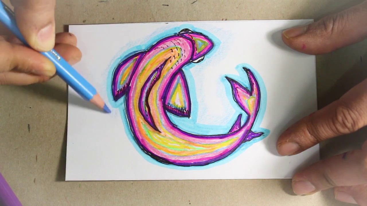 Fish drawing with colored pencils and markers. - thptnganamst.edu.vn