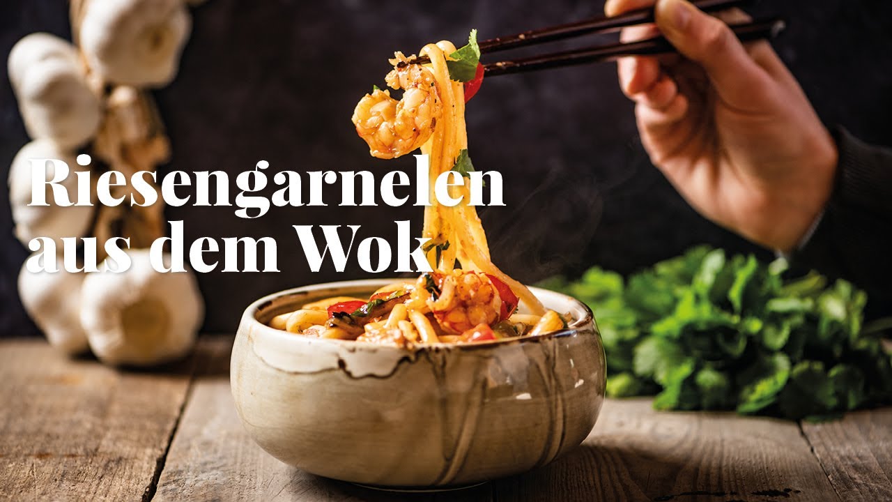 Riesengarnelen mit Nudeln aus dem Wok I Grill &amp; Big Green Egg Rezept ...