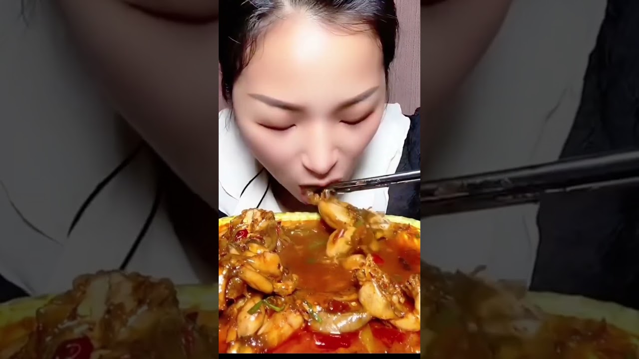 Yummy Spicy Food Mukbang Eating Fried Pork Belly With Sausage And Green Vegetables 