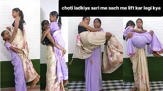 Lift and carry challenge 3 beautiful Saree girls (47)
