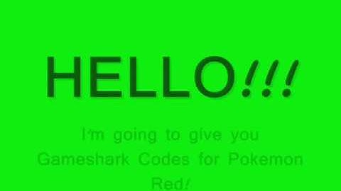 Pokemon Red gameshark codes