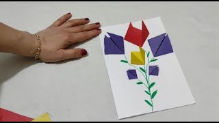 Kartpostal Yapalım - Basit Origami Çiçekleri Lets Make A Cardboard - Simple Origami Flowers