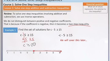 Common Core Math-7 EEB4 -SOLVE ONE STEP INEQUALITIES Add subtract VIDEO 1 OF 2