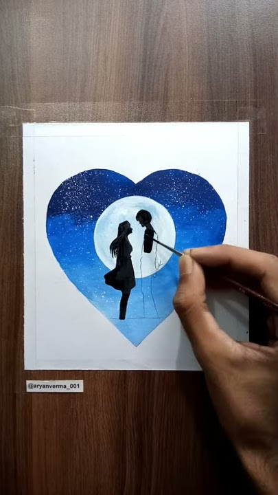 How to draw Romantic couple Scenery inside a girl's face \ Drawing Couple  in Moonlight for beginners 