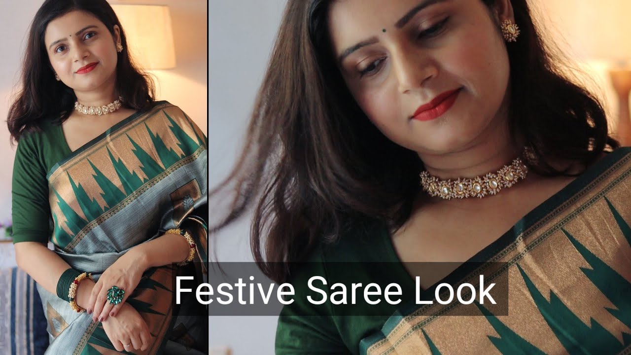 Festive Saree Look, Silk Saree Festive Look