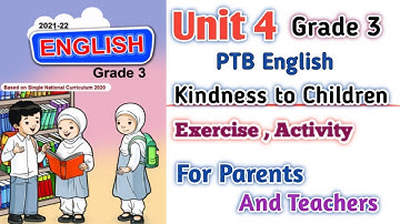 PTB English Grade 3 Unit 4 Exercise Activity | Kindness to Children | SNC English New Edition
