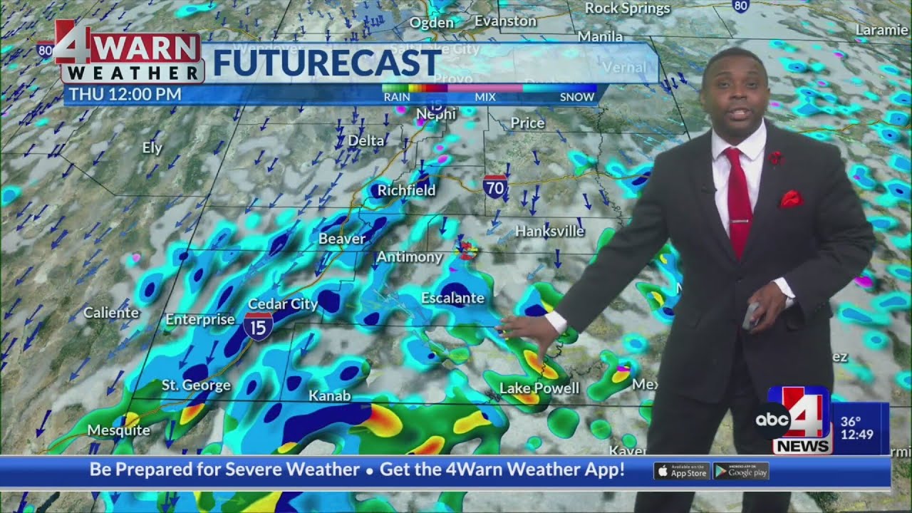 Scattered snow showers Thursday evening - YouTube