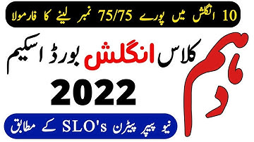 10th Class English Paper Pattern 2022 - English Scheme 10th Class 2022  Exam Pattern