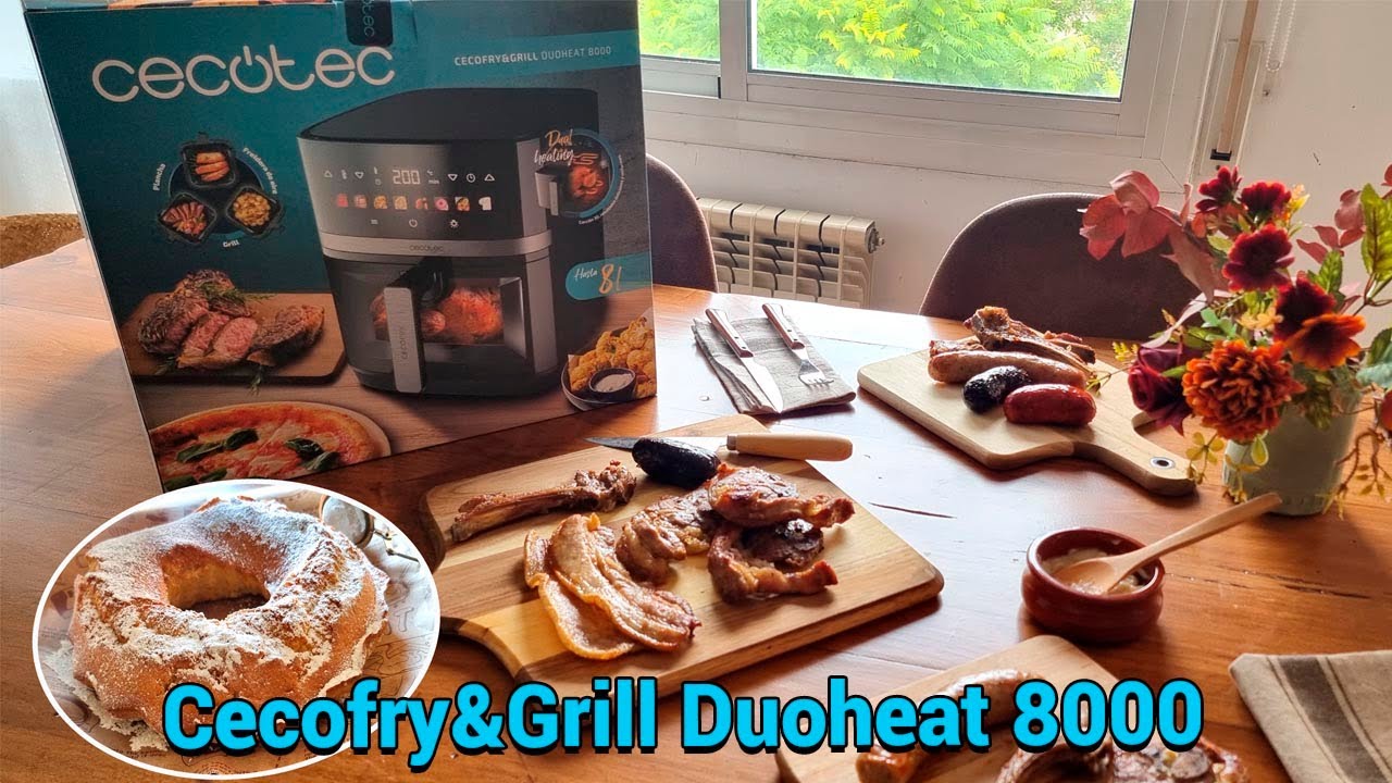 Probando la freidora de Aire 3 en 1 Cecofry&Grill DuoHeat 8000  👩‍🍳✨Parrillada de carne y bizcocho🍪