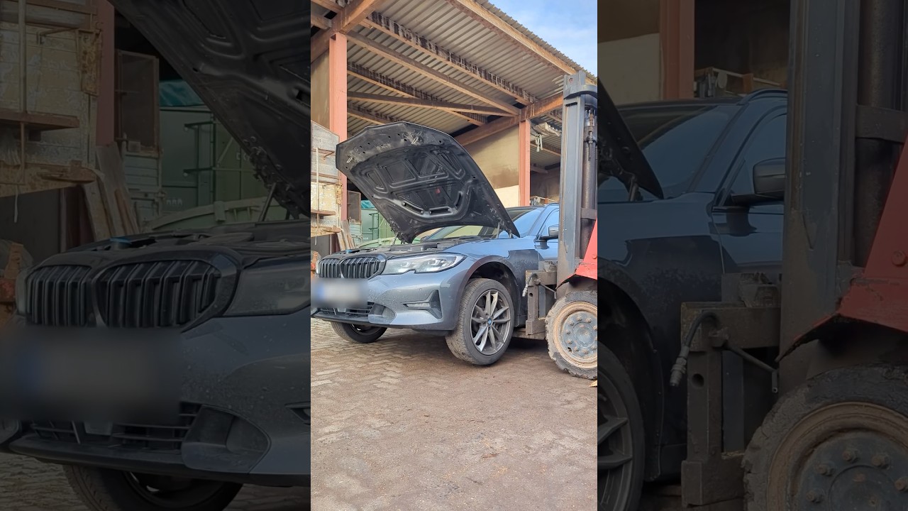 When you don’t have a car lift 😂 #mechanic #repair #bmw #maintenance #car #diy #forklift