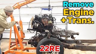 Remove Toyota Pickup Truck 22RE Engine & Transmission