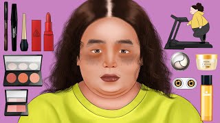 복수여신 - 뚱뚱한 소녀는 인터뷰에서 거부되었습니다 | Fat girl makeup transformation into a beauty animation