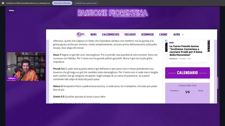 LIVE REACTION FIORENTINA-ROMA