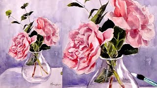 vase flowers watercolor painting watercolour paint step