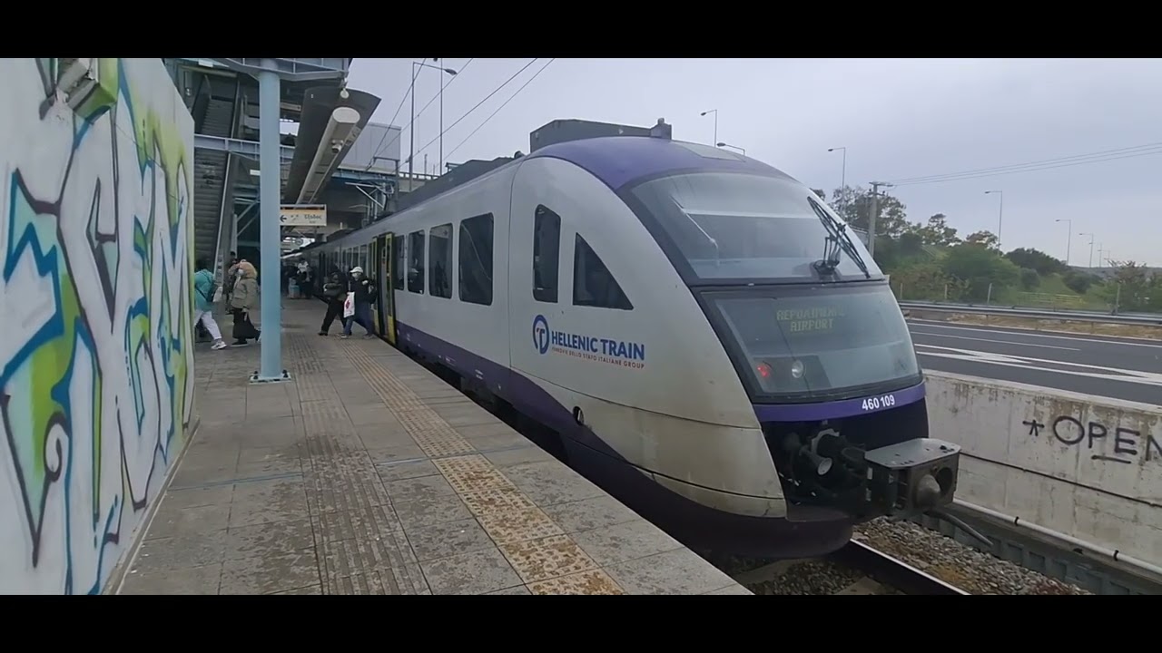 Athens Suburban Railway and Athens Metro trains at Koropi