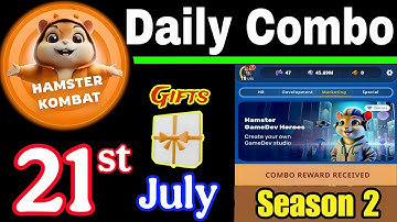 Hamster Kombat GameDev Heroes 🎮| 21 July Daily Combo 🧩 Season 2