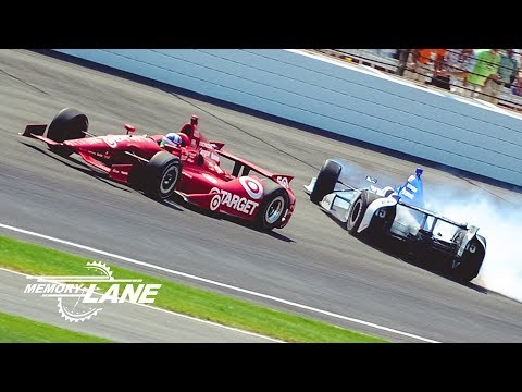 Dario Franchitti, Takuma Sato Battle into Turn 1 in 2012 Indianapolis 500