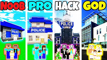 Minecraft: FAMILY POLICE STATION BUILD CHALLENGE - NOOB vs PRO vs HACKER vs GOD in Minecraft