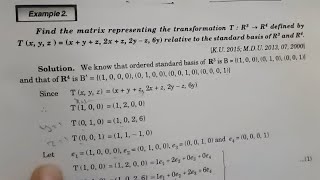 Example 2 : chapter 7 matrix of a linear transformation linear algebra BSc 6th sem l Yogeshwar Sir