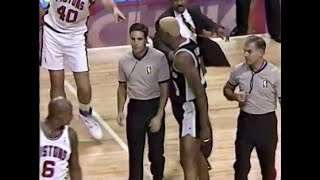Dennis Rodman Ejected in First Game Against the Pistons (1993)