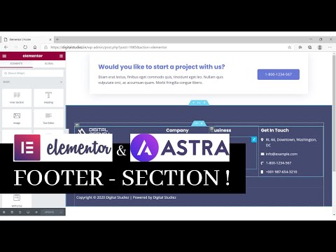 Developing The Footer Section Using Astra Theme, Starter Templates & Elementor Page Builder |