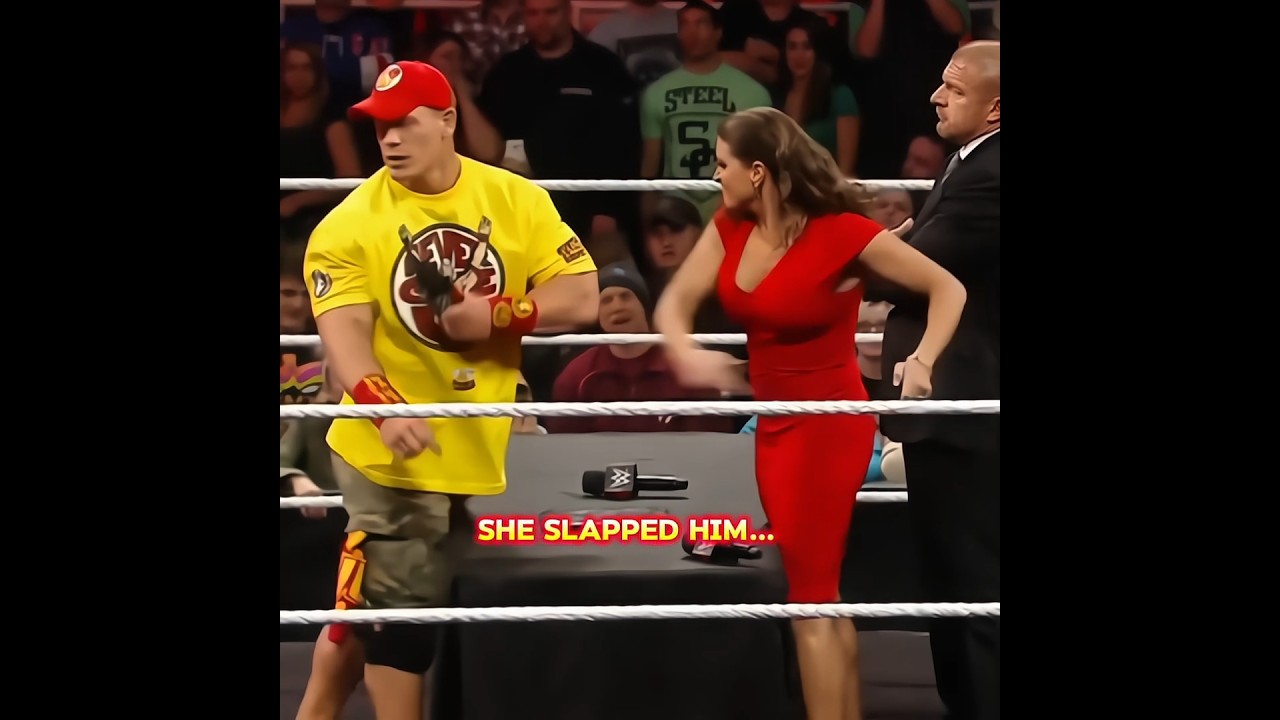 She Slapped Him But John Cena Still Respects Stephanie McMahon ❤️🔥 #wwe #shorts #johncena #edit