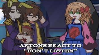 Aftons react to “Dont listen“ (( Fnaf x Amanda The Adventurer ))     Duckoo 𐦖