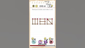 Brain Test level 63 ( Remove 6 sticks and make it a 10 )