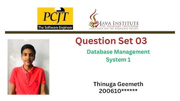Question Set 03 | Database Management System | Java Institute