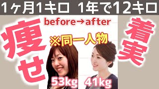 【ダイエット】1ヶ月で1キロ、1年で12キロ着実に痩せる！１日の食事法