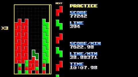 [World Record] Tetris alternating Z and S sequence [1027 lines, 2598 pieces]