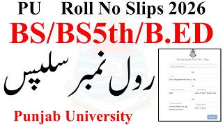 PU Admission Test 2026 Roll No Slips | BS Admission 2026 Roll No Slips | PU Admission Test BS