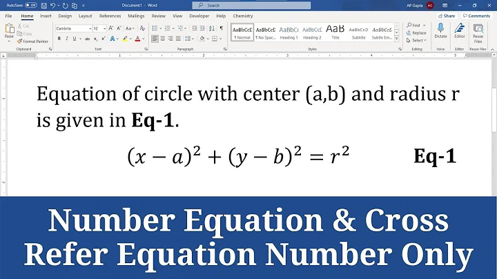 How to Create, Number Equation in Word and Cross Refer Equation Number Only