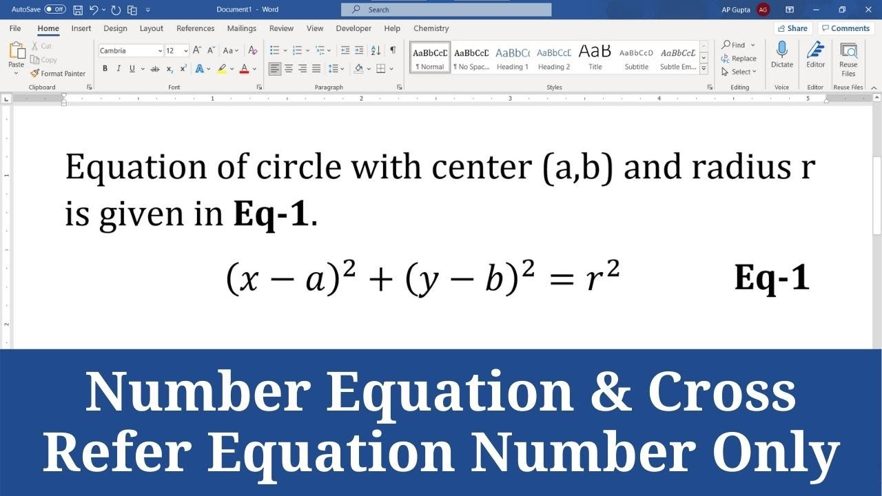 microsoft word equation numbering