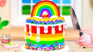 Lovely Rainbow Buttercream Cake Sprinkle Glitter 🌈 Miniature Rainbow Cake Decorating By Petite Baker screenshot 4