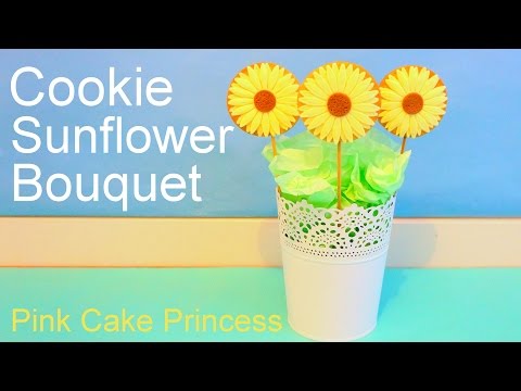 Sunflower Cookie Lollipops Bouquet How to by Pink Cake Princess