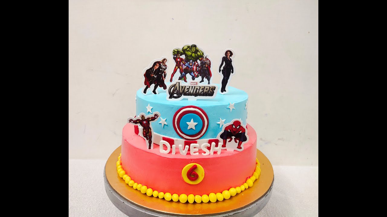 Avengers theme cake | 3 kg cake | Avengers birthday cake | 2 tier ...