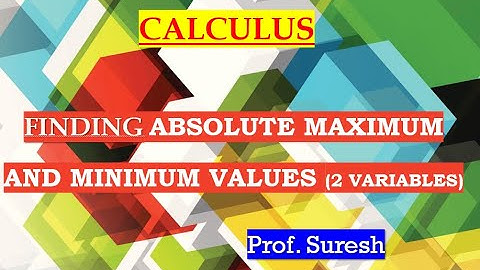 CALCULUS - Absolute maximum - minimum values (2 variables) | Prof. Suresh
