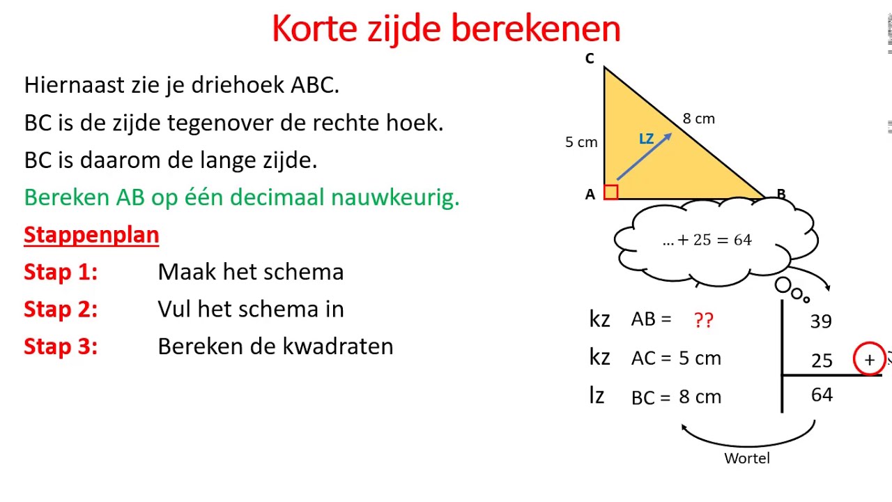 Malaise houten Portiek Korte zijde berekenen (Pythagoras) - YouTube