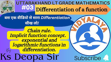 Differentiation of a function by Ks Deopa Sir(lt grade maths)