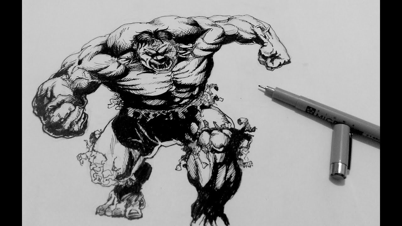 How to Draw Superheroes | How to ink the Incredible Hulk - YouTube