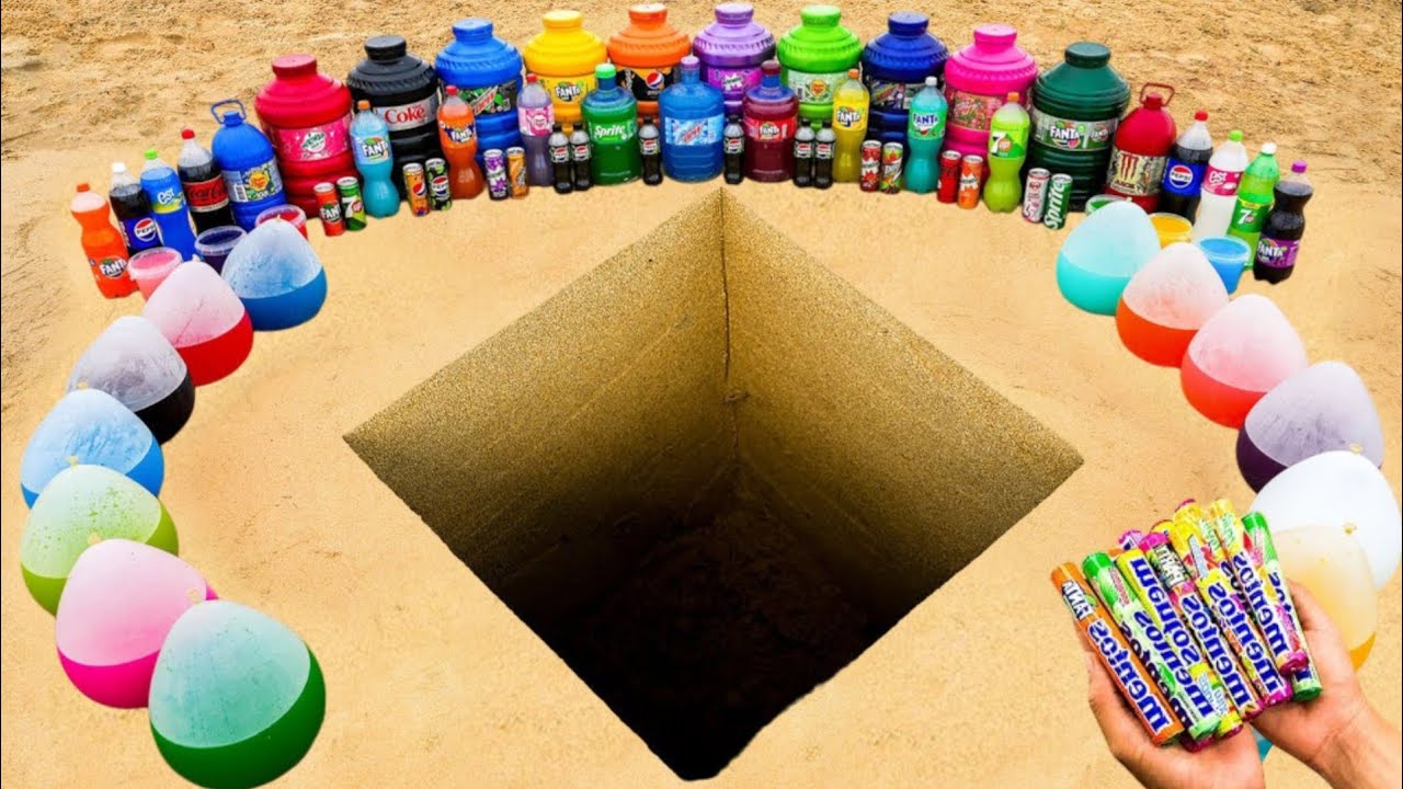 Experiment Toothpaste Eruption from Square Pit, Giant Coca Cola, Big ...