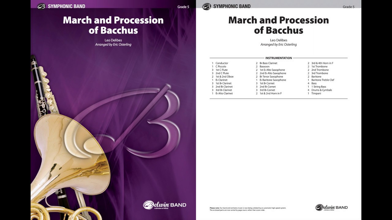 March and Procession of Bacchus, arr. Eric Osterling – Score & Sound