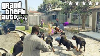 GTA 5 - Franklin Brings Chop And His Friends For A FIVE STAR COP BATTLE AT GROVE STREET!!