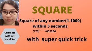 calculate square of any number with trick in 5 seconds | Human computer-Shakuntala devi trick!!