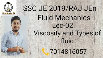SSC JE 2019 / RAJ JEn Fluid Mechanics :Lec-02 Viscosity and Types of fluid By Jitendra Sir