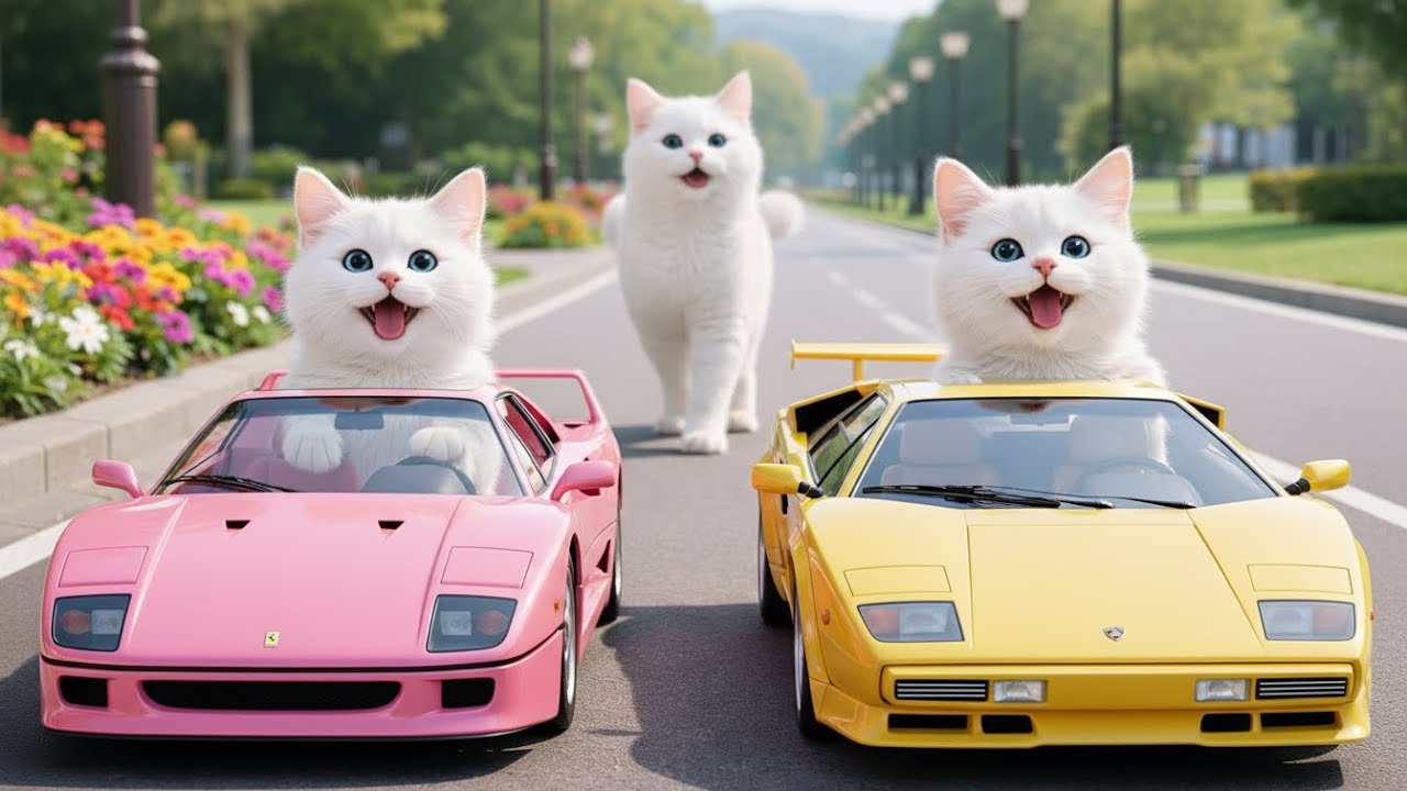 Mom Cat harvests the farm,  takes her kitten on a trip to the Ice Park 🐾 🐱