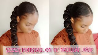 SLEEK PONYTAIL ON 4C NATURAL HAIR USING BRAIDING HAIR (no pins/heat) Zambian YouTuber