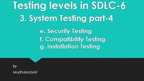 Security Testing, Recovery Testing,  Compatibility testing  & Installation testing